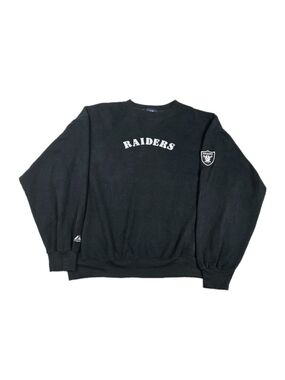 Vintage 90s Majestic Sweatshirt Black Embroidered Oakland Raiders NFL Mens XXL